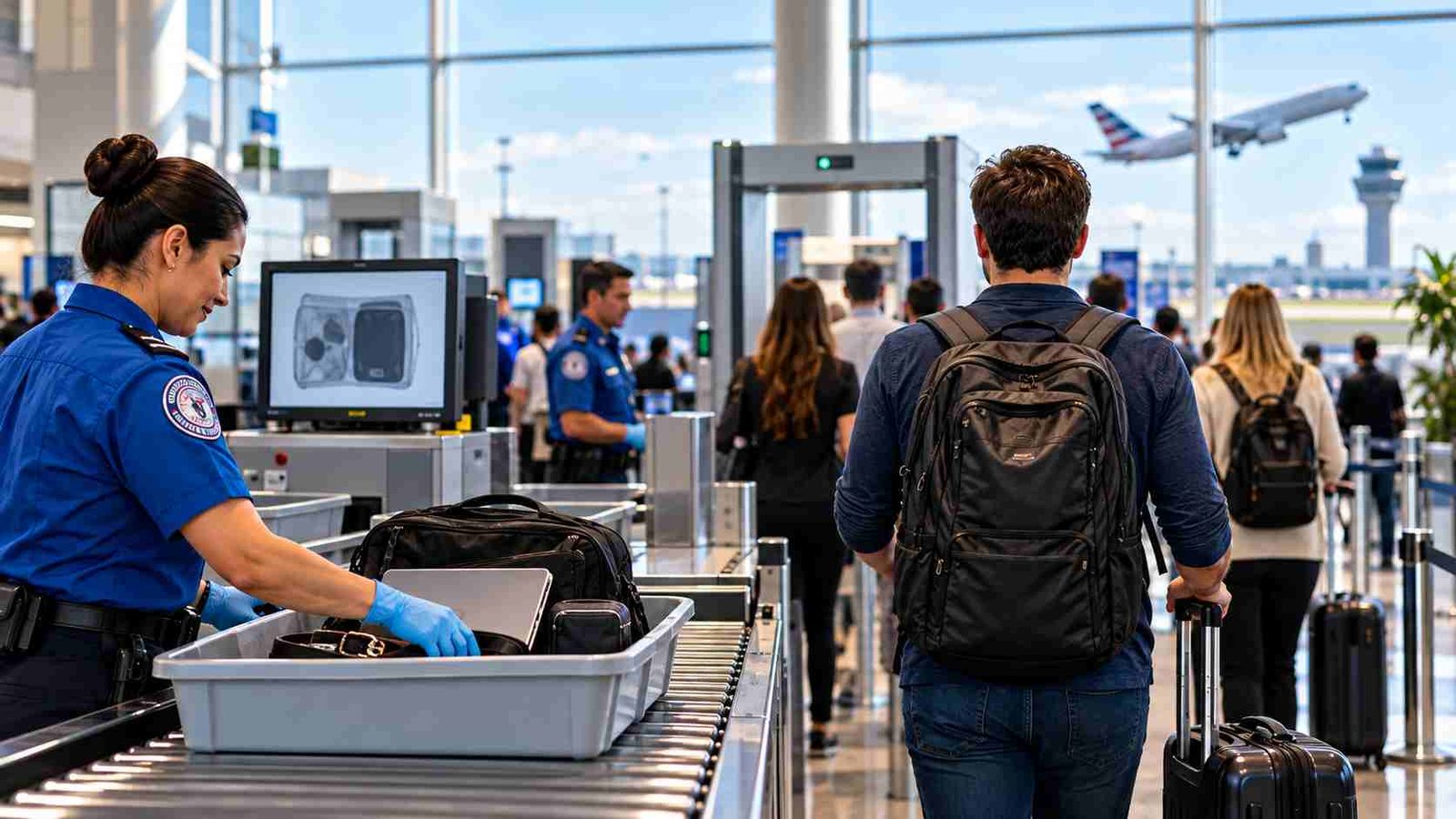 Tsa security check - travel and tour world Tsa officer assists travellers at a us airport security checkpoint as new screening rules and technology reshape tsa precheck and air travel.
