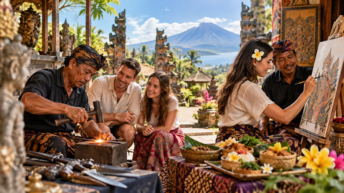 Artisans teaching traditional crafts in bali