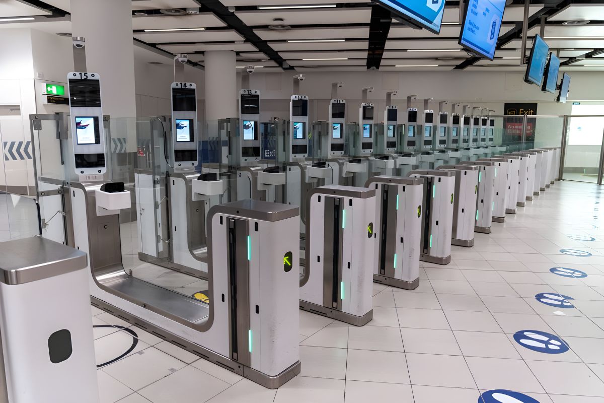 Uk - travel and tour world Uk airport passengers use new contactless egates with facial recognition for faster immigration checks without scanning passports.