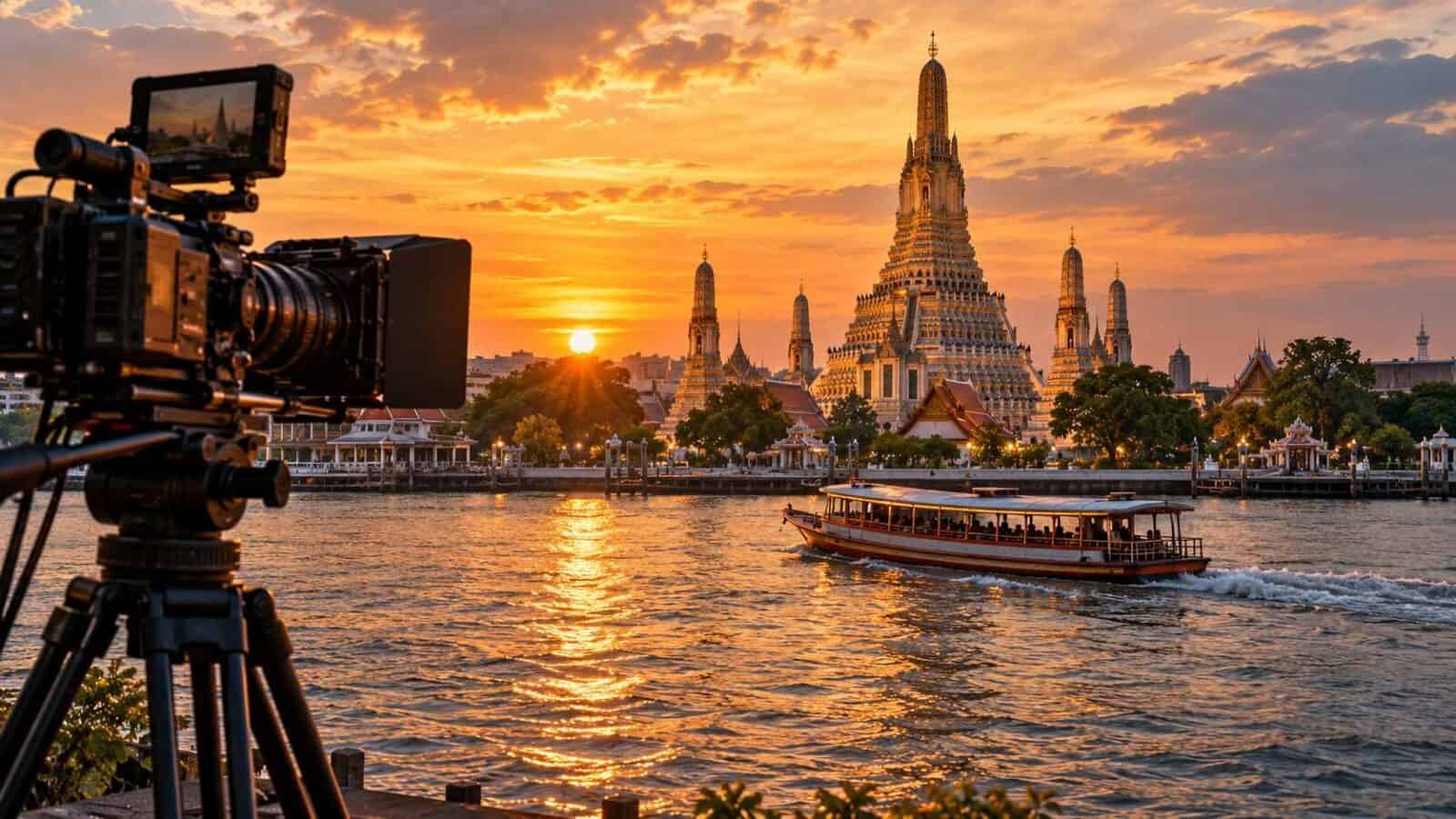 Wat arun sunset - travel and tour world Illustrative bangkok riverside film scene accompanying coverage of the thailand tourism fee proposal.