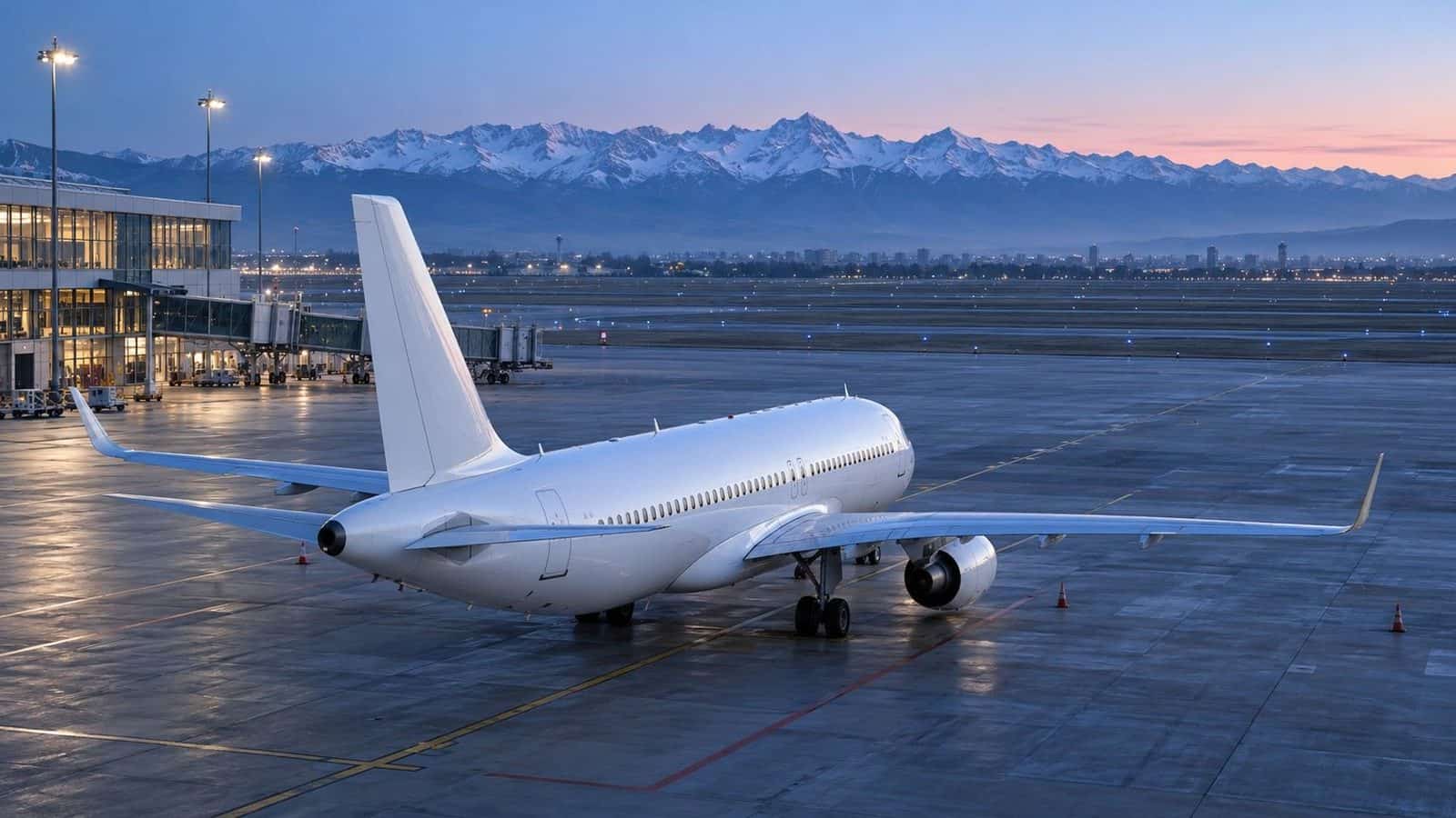 Kazakhstan and kuwait - travel and tour world Unbranded passenger aircraft near almaty illustrates kazakhstan and kuwait direct flight comeback talks.
