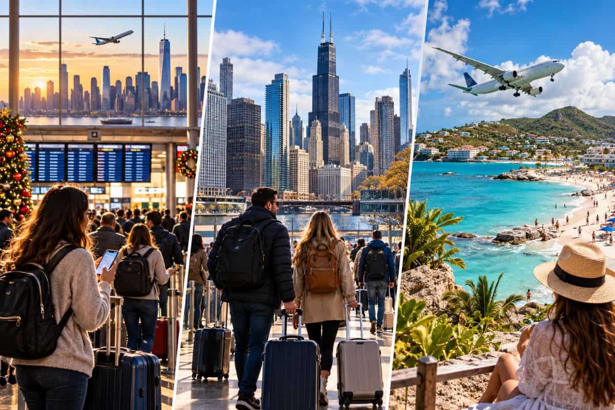 Us holiday travellers comparing domestic flights and caribbean holiday destinations to find cheaper airfares.