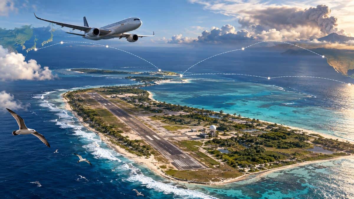 Airport - travel and tour world Henderson field on midway atoll serving as a remote pacific emergency airport for long-haul flights