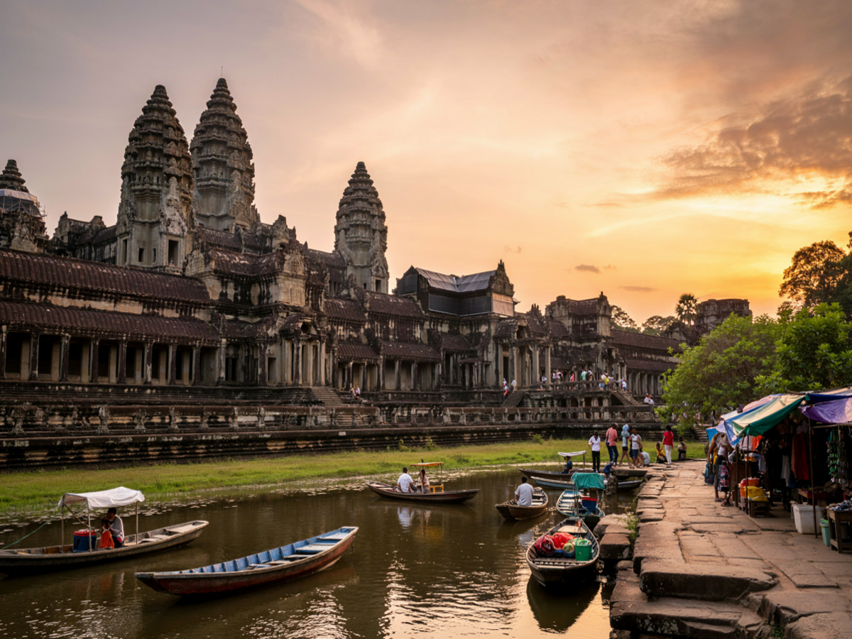 Restored west mebon temple in cambodia