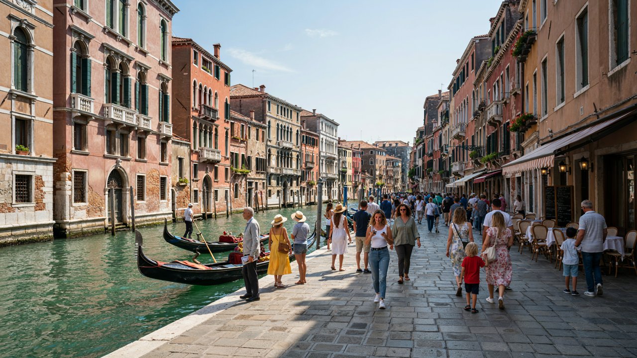 Europe-tourism-2026-venice-visitor-crowdsjpg - travel and tour world Tourists explore venice's historic canals as popular European destinations adapt to growing visitor demand.