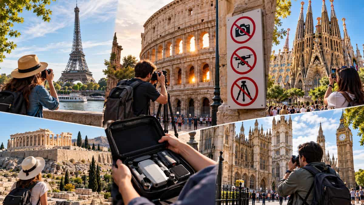 European tourist photography restrictions at landmarks in france, italy, spain, greece and the uk