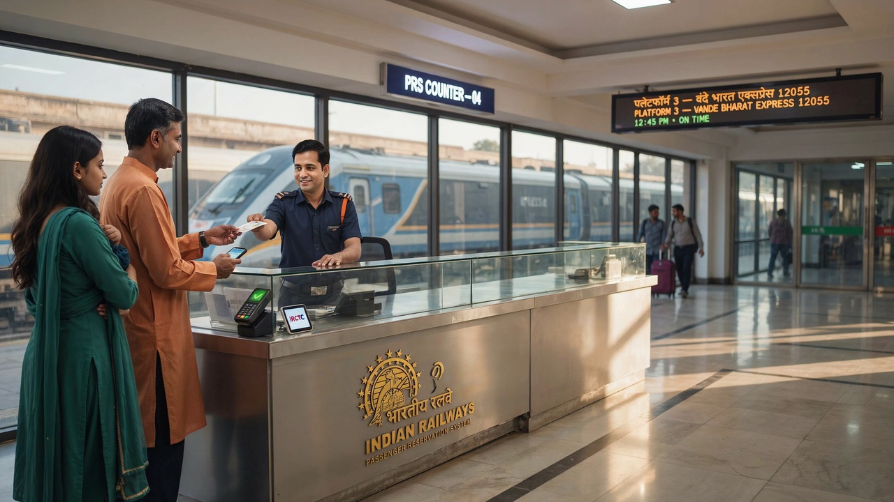 Indian rail - travel and tour world Passengers purchasing reserved indian railways tickets at a railway reservation counter, where optional travel insurance is planned from 27 october 2026.