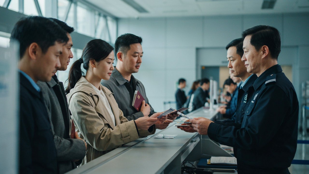 Philippines is now probing alleged visa-free entry abuse as the scam crackdown leads to more arrests - travel and tour world Travellers present passports and travel documents to uniformed officers at an immigration counter