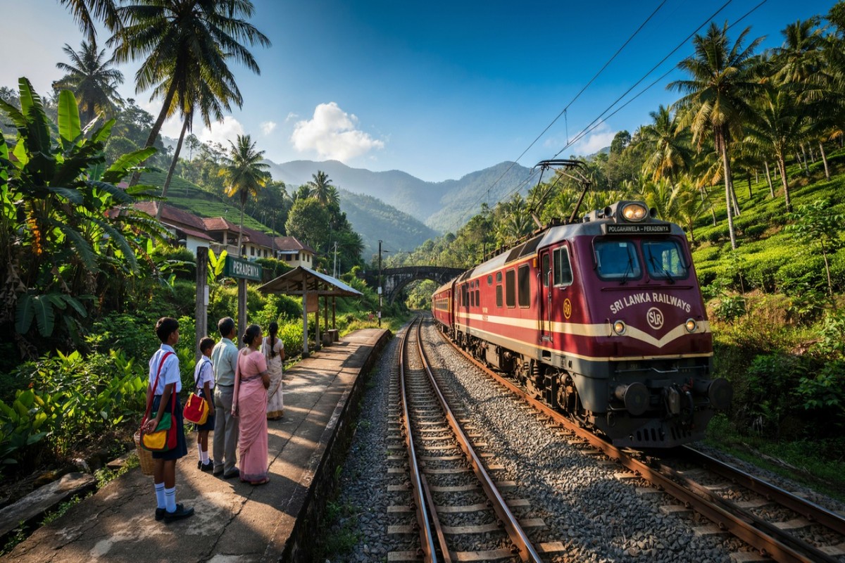 Sri lanka railways passenger train travelling through the central highlands, representing the new daily polgahawela&ndash;peradeniya service introduced on 12 october 2026.