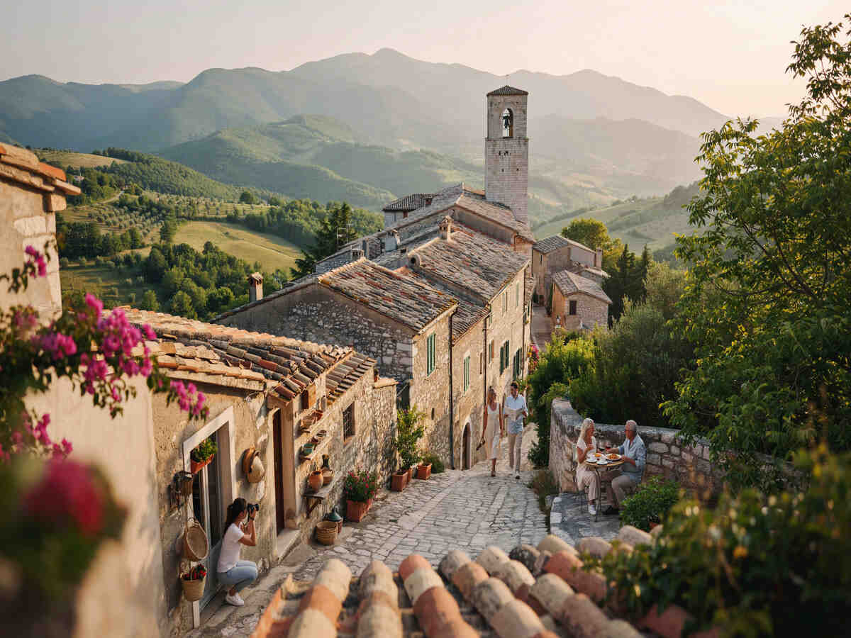Tourism growth in abruzzo’s historic villages - travel and tour world Foreign tourists explore a historic village in abruzzo, italy