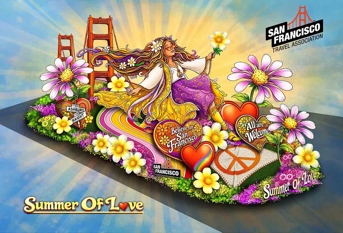 San francisco travel unveils floral float for 2027 rose parade celebrating summer of love - travel and tour world San francisco travel unveils floral float for 2027 rose parade celebrating summer of love