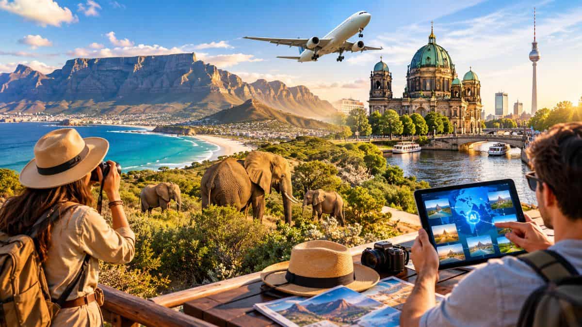 Nternational travellers exploring regional eco lodges and cultural heritage sites across diverse south african travel landscapes.