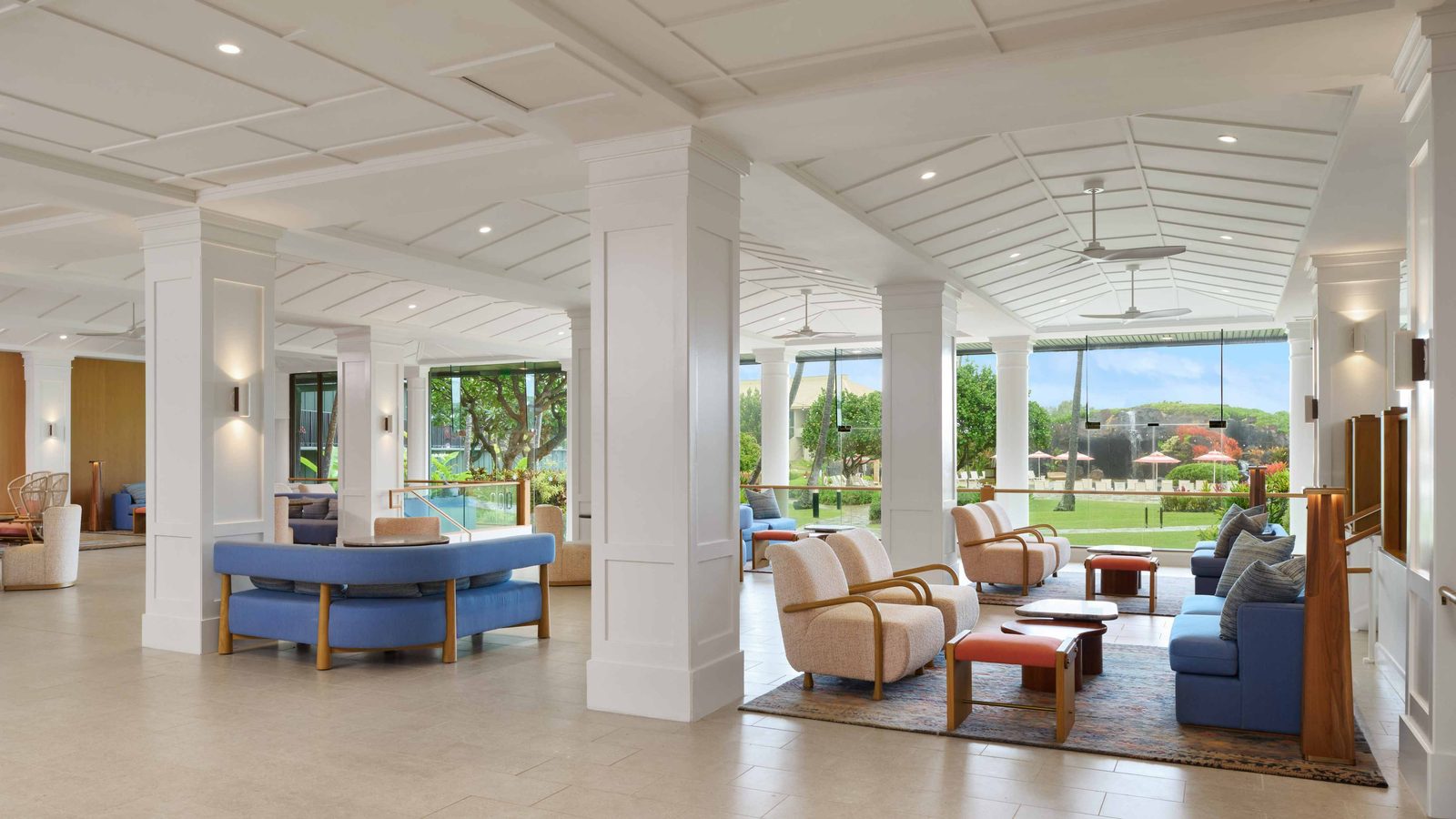 Outrigger-kauai-beach-resort-spa-award-winning-lobby-design-hawaii-2026 - travel and tour world Award-winning lobby at outrigger kaua‘i beach resort & spa in hawaii, featuring elegant coastal interiors and tropical garden views.