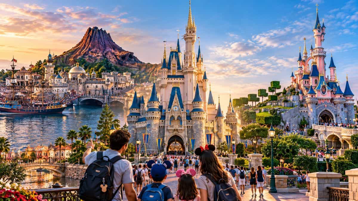 Theme parks - travel and tour world Orlando, tokyo and paris theme parks compared for family holiday costs.